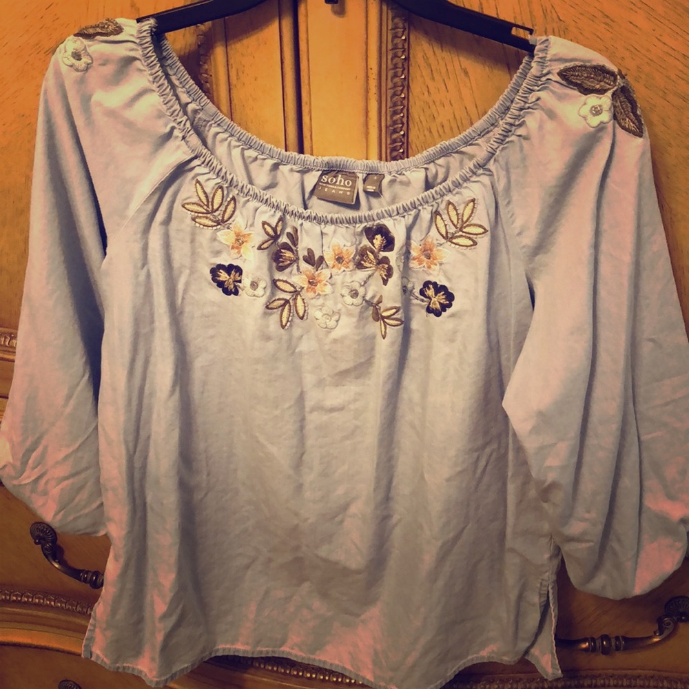 Gorgeous denim colored blouse